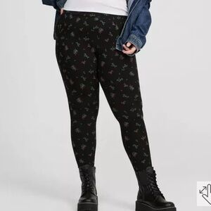 Torrid Rose Ditsy Floral Deep Black Womens Leggings Plus Size